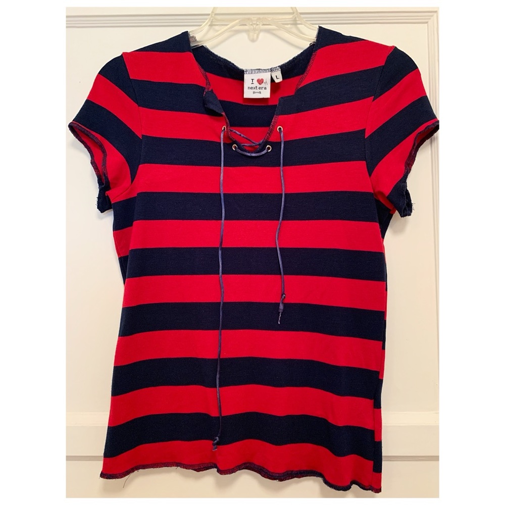 Early 2000s Red & Blue Striped Shirt